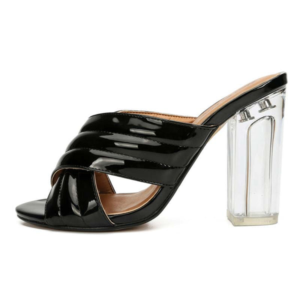 Chunky Clear Heel Mule Slides