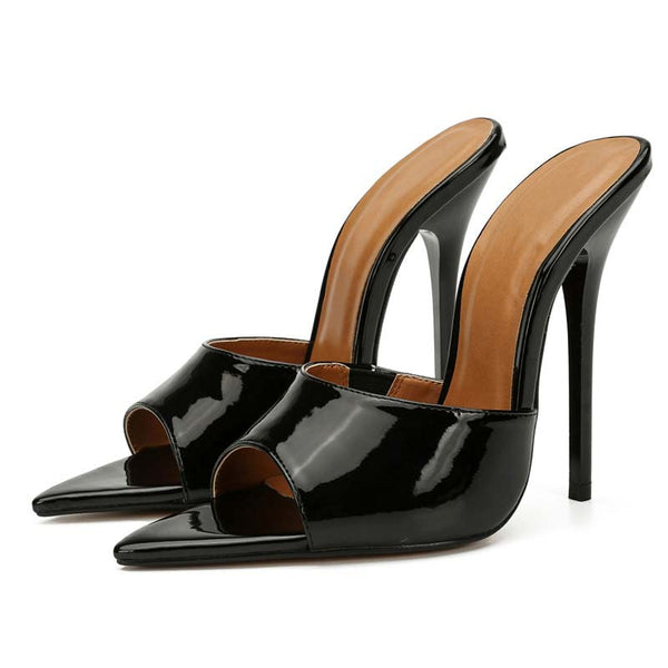 Patent-Leather Pointed Toe Stilettos