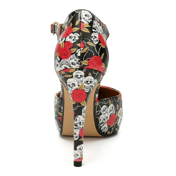 Skull Ankle Straps Platform Stilettos