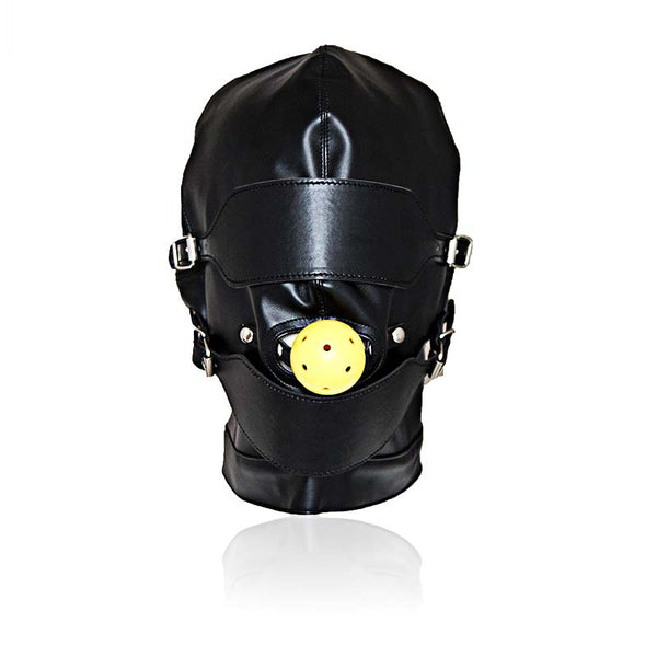 Hood with Detachable Blinders and Ball Gag