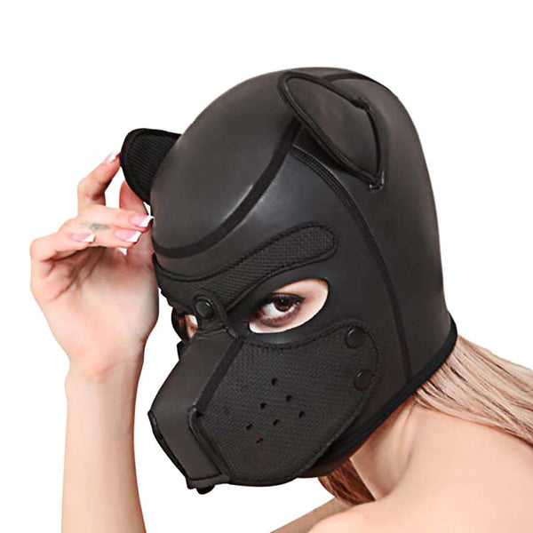 Leather Puppy Hood with Bendable Ears