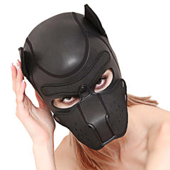 Leather Puppy Hood with Bendable Ears