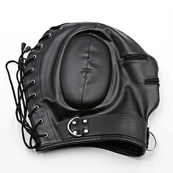 Padded PU Leather Hood with Zipper