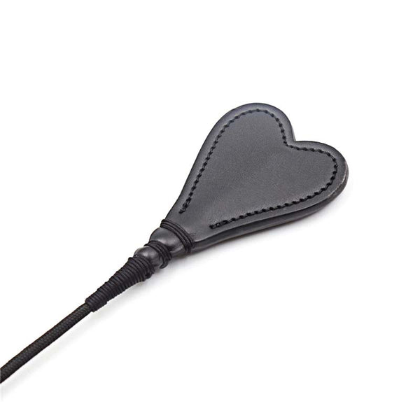 PU Leather Black Heart Riding Crop