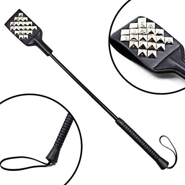 Slim Leather Riding Crop with Rivet