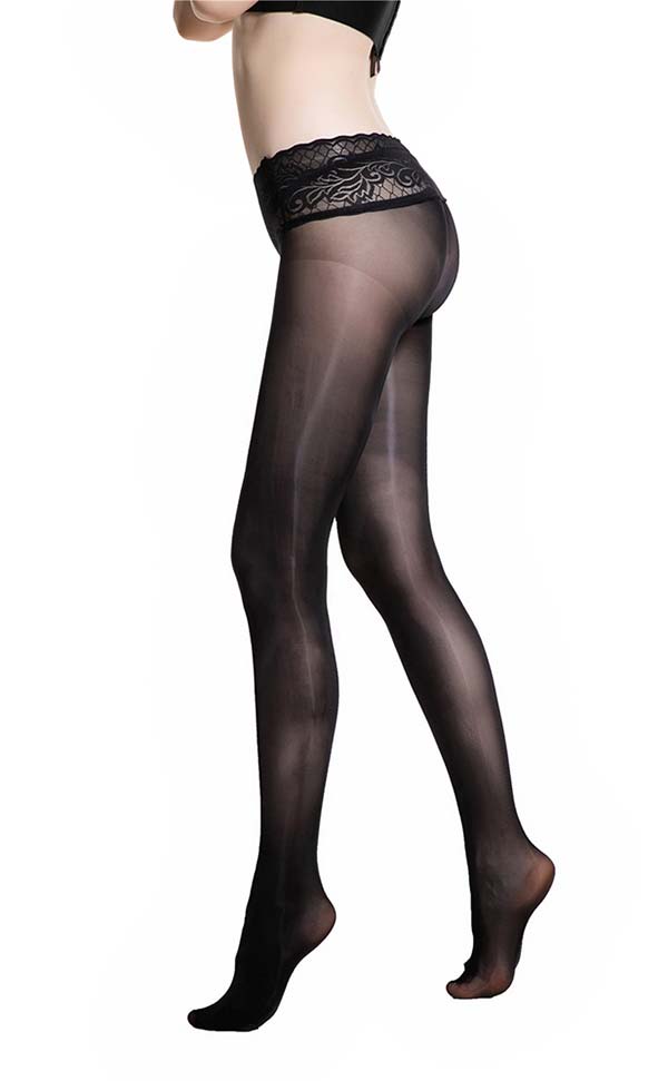 Glossy Seamless Lace Top Tights