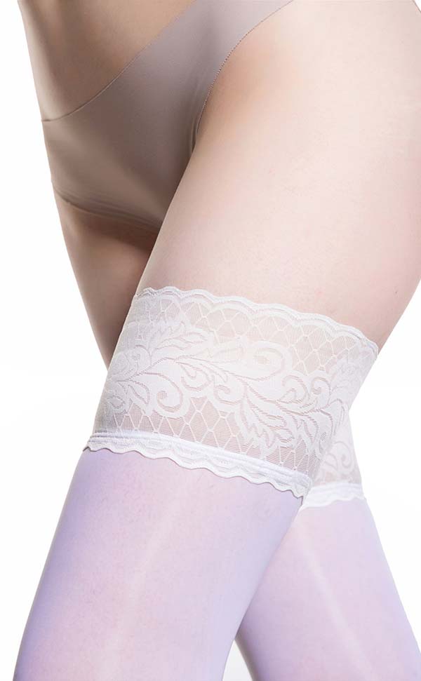 Lace Top Shiny Thigh High Stockings