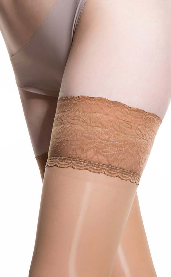 Lace Top Shiny Thigh High Stockings