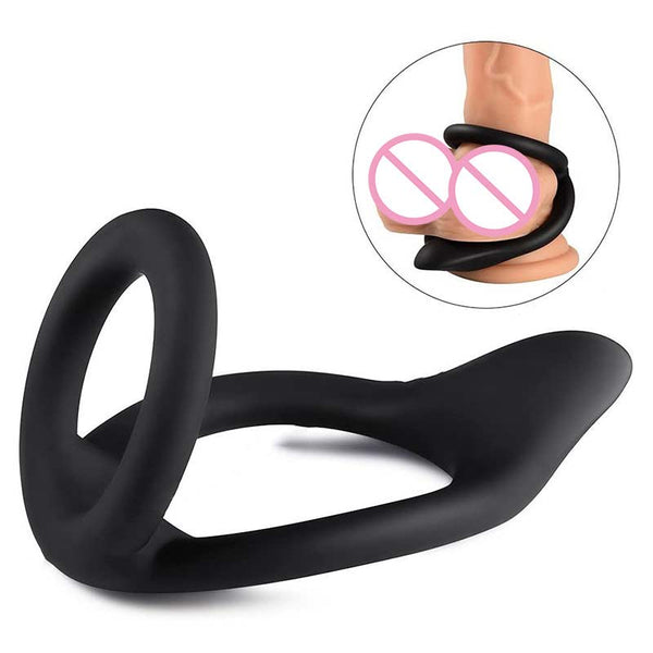 Double Silicone Cock and Ball Ring